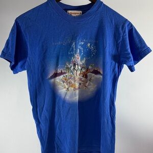 Vintage Disney 45th Anniversary Royal Blue Kids T-Shirt with Castle Design